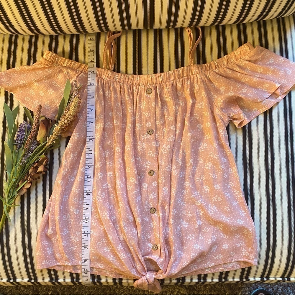 Hippie Rose New Size XS Top Blush Pink Ditsy Floral Print Off The Shoulder Tie